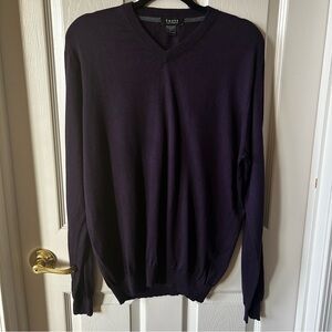 Forte Men's V-Neck Cashmere Sweater - Dark Purple, Plum, Medium